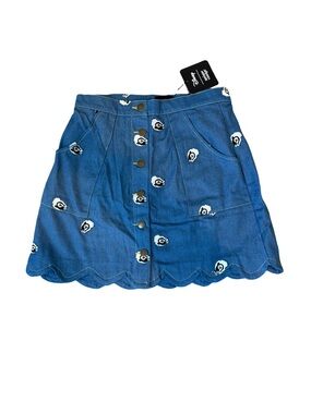 Unique Vintage Bambi Flower the Skunk Denim Skirt